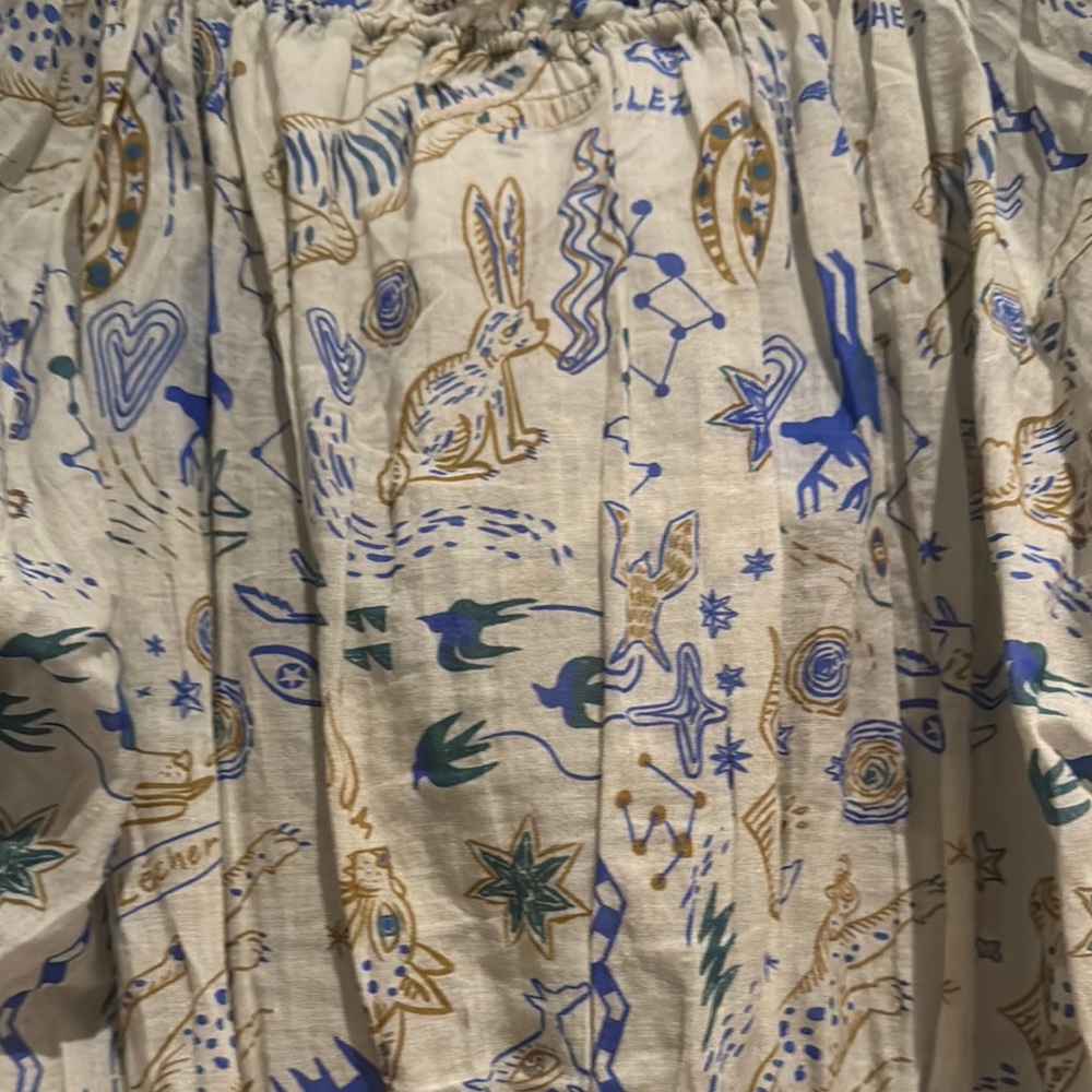 MOTHER Printed Blouse with Blue Accents - Picture 3 of 6